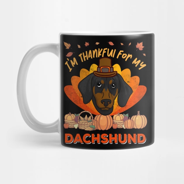 Thankful for my Dachshund Dog Cute Thanksgiving by MGO Design